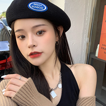  Cotton and linen hat beret female spring and autumn black cute ins net red painter hat new Xiaoxiang tide