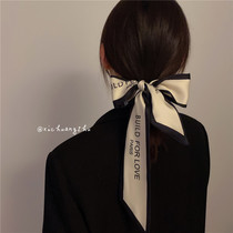 Letter small long scarf hair band High-end French retro ins wind tie hair tie bag spring and autumn tie hair band narrow