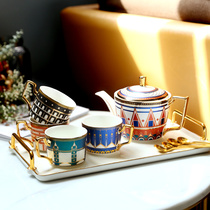 ins European-style complete set of coffee creative household light luxury flower tea afternoon tea Ceramic tea set Coffee cup and saucer set