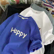 Klein Blue Heavy Pound T-shirt Short Sleeve Men Ins Tide Cards Summer Pure Cotton Loose 100 Hitch 2022 New 70% Compassion