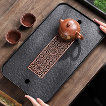 Wu Jinshi tea tray Small water storage small Kung Fu tea set solid wood tray drain bamboo tea table Household simple Japanese style