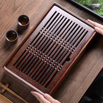 Ebony tea tray household solid wood Chinese style light luxury Chinese retro style water storage small tea table tea tray drain