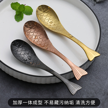 304 stainless steel net red spoon Household children eat creative fish-shaped Western spoon Light luxury spoon soup spoon spoon