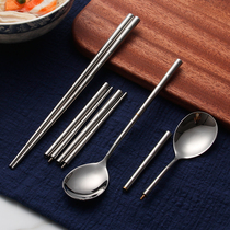 304 stainless steel chopsticks spoon portable student tableware spiral chopsticks take-out single chopsticks spoon two-piece set