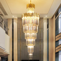  Stair Chandelier Long chandelier Villa building Middle floor Chandelier Postmodern simple light luxury Duplex building Crystal chandelier