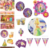 Wonderful green fairy Tinkerbell Flower party table decoration paper cup paper tray paper towel with hand gift balloon