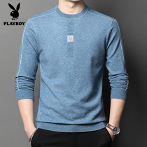 Playboy mens long-sleeved t-shirt spring and autumn thin sweater mens trend loose knitted bottoming shirt top