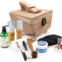 Shoeshine tool set leather shoe tool box shoe polish shoe brush care storage box easy to maintain portable wipe