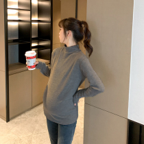 ZMA semi-high collar maternity clothing autumn and winter bottoming shirt with winter pregnant women sweater autumn bottoming coat fashion