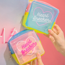 Jelly bag translucent girl heart cute heart storage bag cosmetic bag digital bag small object bag