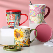 American LANG large capacity thick ceramic water cup tea cup coffee cup Cup Cup Cup Cup Coffee Cup Cup Cup with lid