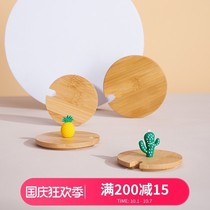Mark cup lid universal cup cover accessories glass water cup dust-proof bamboo and wood cover round ceramic with hole tea cup lid