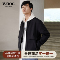 WOOG2005 black baseball collar cotton coat mens 2020 winter new Korean version of the trend of cotton clothes warm short jacket