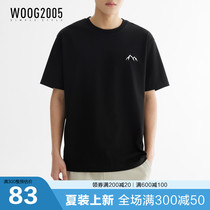Woog 2005 Black Embroidery Round Need T-Shirt Men 2023 New Micro-Easy Half Sleeve Shirt