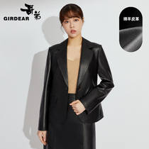 Brother 2021 autumn clothes New waist suit style sheep leather vintage Hong Kong style leather coat coat womens A400645