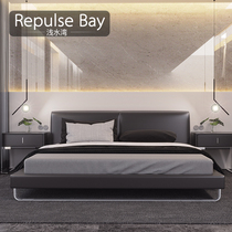 Italian Minimalist Real Leather Bed 1 8 m Small Family Nordic Double modern minimalist High-end Light Extravagant Master Sleeper bed