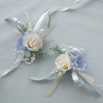 Wrist Flower Bridesmaid Sisters Hand Flower Mori hipster Bride and Bride Corsage Wedding Full Wedding Flower Guest