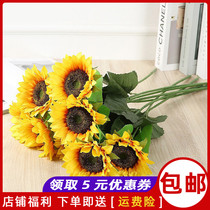 Sunflower simulation flower living room decoration plastic fake flower decoration decoration table dry flower photo props big bouquet