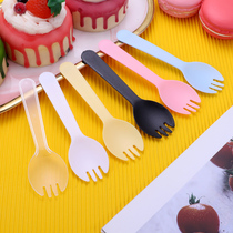 (1000 pcs)Disposable fork spoon Cake fork Individually packaged Dessert takeaway Commercial spoon fork one