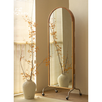 Yuuter Solid Wood Wears Mirror All - body Mirror Household with a test mirror Bedroom Mobile with magazine rack