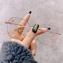 Light luxury pure titanium myopia glasses womens glasses frame can be equipped with a degree of eyes anti-blue light big face is thin net red tide