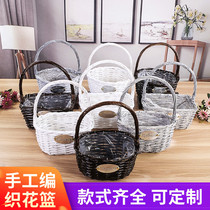 Floral arrangement Willow woven flower basket rattan multi-meat woven flower pot bamboo basket straw basket decorative ornaments