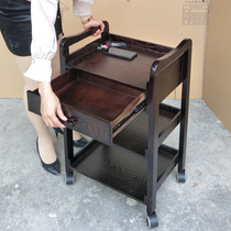 European beauty instrument cart nail art storage car solid wood trolley with wheels salon drawer cabinet