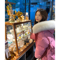 (8 11 19:10 Live studio fan feedback)Real fox big hair collar blue down jacket hooded Korean version