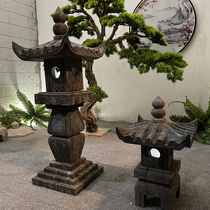  Bluestone antique stone lantern Japanese courtyard Garden stone lamp Solar lamp New Chinese stone carving Zen decoration