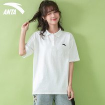 Anta short sleeve t-shirt womens official website 2021 summer new white loose breathable tide sports quick dry half sleeve women