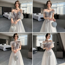 Grey bridesmaid dress fairy temperament 2021 new summer long fairy air thin wedding sister Group dress dress dress women