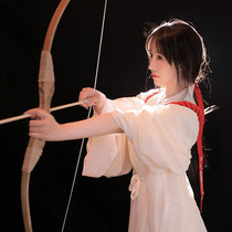The New God girl Japanese Photo theme Net red photo Hanfu shooting hand-held bow and arrow pan-flower photography props