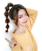 Bubble braided ponytail wig Womens strap-style short mesh red lantern twist high ponytail double ponytail wig piece