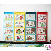 Storage bag custom 2 grid 3 Grid 4 grid 5 grid transparent book hanging bag kindergarten a4 Art Works Display bag painting