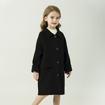 Girls double-sided cashmere coat Fall Winter 2021 new childrens tweed coat medium long childrens coat foreign atmosphere