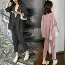 2022 new summer mounted fried street temperament Two suits Fat mm Thin Casual Suit Thin spring dress Big code Female dress