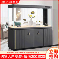 Fish tank Aquarium Living room large intelligent light luxury ultra-white entrance screen Household 2021 new floor-to-ceiling partition cabinet