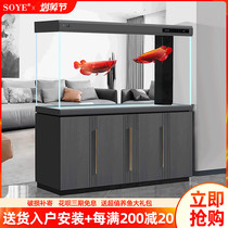 Fish tank aquarium living room large 2021 New light luxury super white porch screen landing high end intelligent partition cabinet