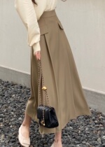 Thin skirt womens 2021 summer new medium-length high-waisted a-word design sense niche hanging skirt summer pleats