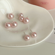 Spring atmosphere pink pearl earrings are round Shijia high-end sense s925 silver summer earrings new 2023 hot style