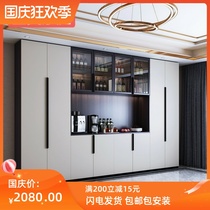 Modern minimalist restaurant sideboard Nordic style wine cabinet with one wall custom glass double door living room decoration cabinet