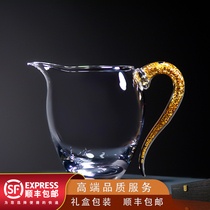 Transparent heat-resistant glass Road cup tea leak set thickened Kung Fu Tea Sea tea sub high-grade tea set gold foil male Cup