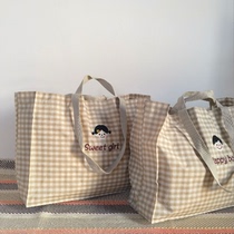 ins Han wind male girl girl plaid embroidered children kindergarten quilted bag luggage bag big capacity mommy bag