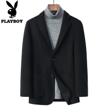 Playboy 2021 autumn and winter high-end wool woolen coat mens short blazer high-end double-sided nanny suit
