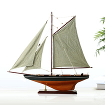 Large American wooden sailboat model desktop ornaments window decoration ornaments simple hand assembly smooth sailing
