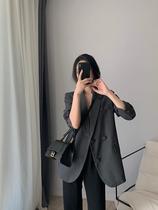 Japanese gray drape blazer womens 2021 autumn senior sense loose design sense Net red womens suit jacket