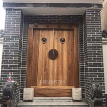 Solid wood door Double open wooden door into the door Villa self-built house old old house retro old elm courtyard door