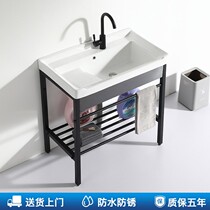 Balcony washing sink Stainless steel laundry basin with washboard floor-to-ceiling simple laundry sink Rural yard sink