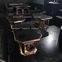 KTV rose gold plated titanium coffee table Luminous bar loose table and chair Night box bar coffee table