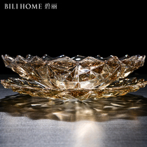 Luxury glass snack plate atmospheric home living room European tea table personality creative multi-layer set crystal fruit plate